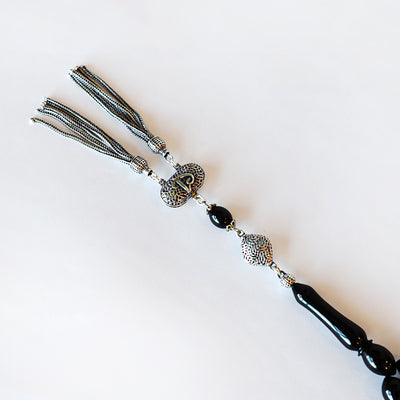 Kuru Torna Osmanlı Kesim Erzurum Oltu Tesbih - Özel El İşçiliği Gümüş İmame - WATD085