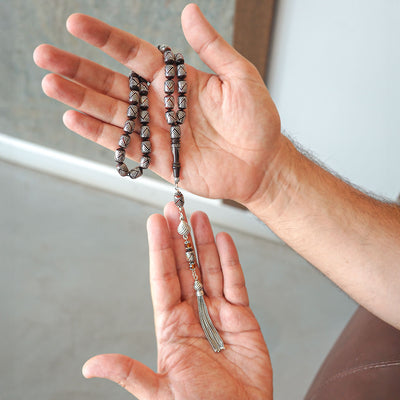 İnce İşçilikli Özel Gümüş İşlemeli Kuka Tesbih - WATD088