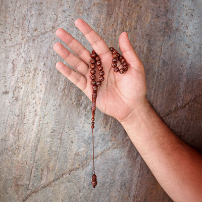 Gümüş Çakımlı İnce İşçilikli Kuka Tesbih (Kahve Ton) - WATD078