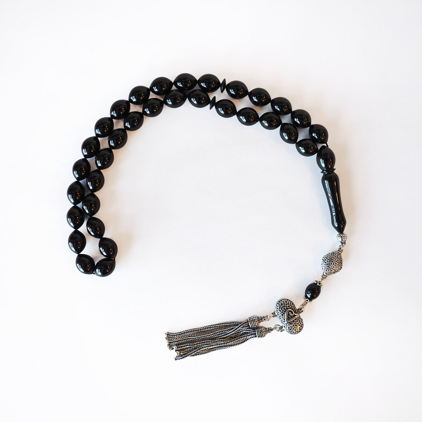 Kuru Torna Osmanlı Kesim Erzurum Oltu Tesbih - Özel El İşçiliği Gümüş İmame - WATD085