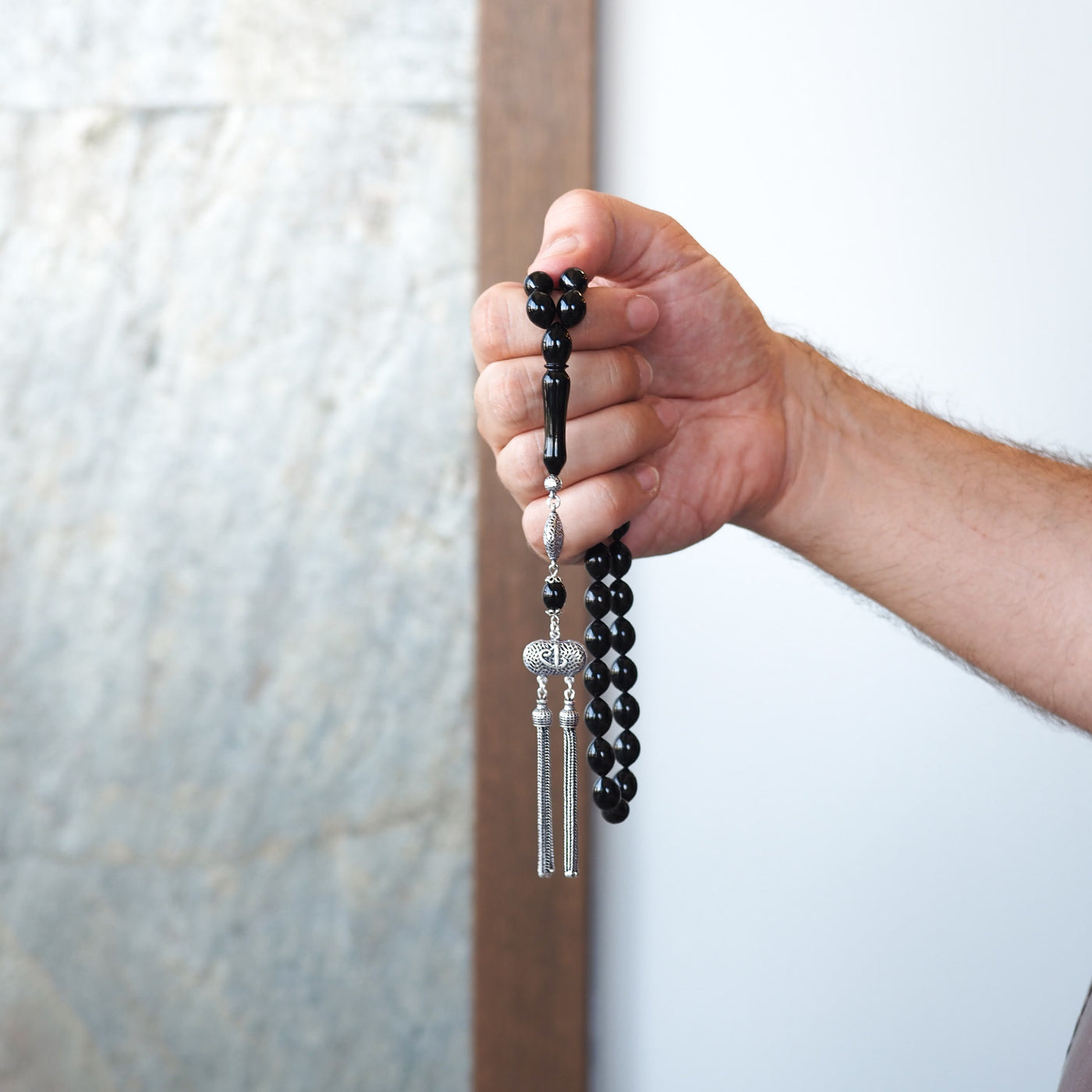 Kuru Torna Osmanlı Kesim Erzurum Oltu Tesbih - Özel El İşçiliği Gümüş İmame - WATD085