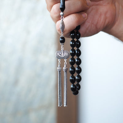 Kuru Torna Osmanlı Kesim Erzurum Oltu Tesbih - Özel El İşçiliği Gümüş İmame - WATD085