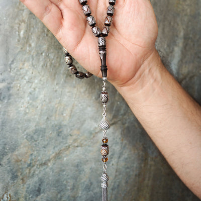 İnce İşçilikli Özel Gümüş İşlemeli Kuka Tesbih - WATD088