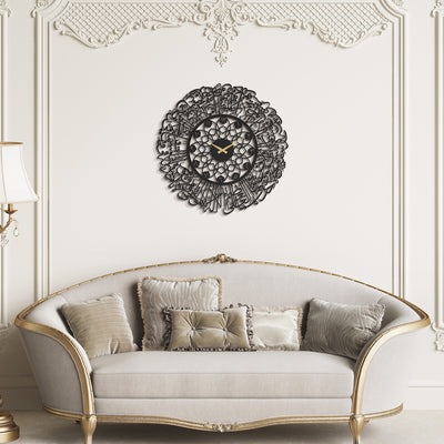 Ayatul Kursi Metal Islamic Wall Clock - WAMS011