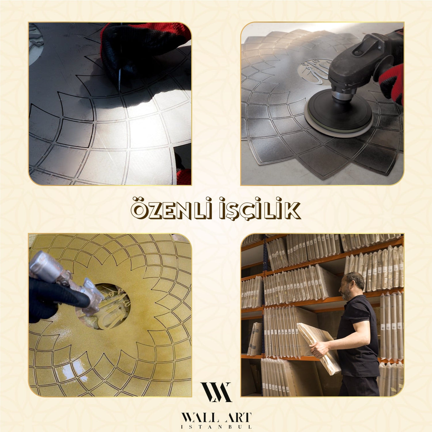 Renkli İhlas Suresi Yazılı Metal Duvar Saati - Pleksi Kaplamalı - WAMS012