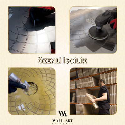 Renkli İhlas Suresi Yazılı Metal Duvar Saati - Pleksi Kaplamalı - WAMS012