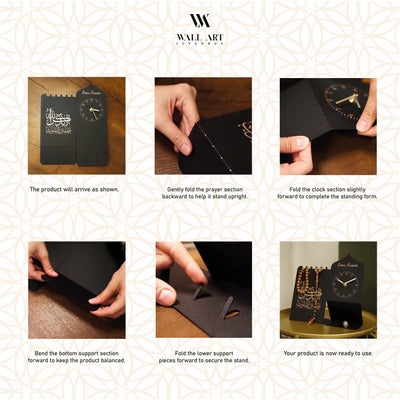 Tesbihat - Kişiye Özel Metal İslami Masa Saati - WAMH215