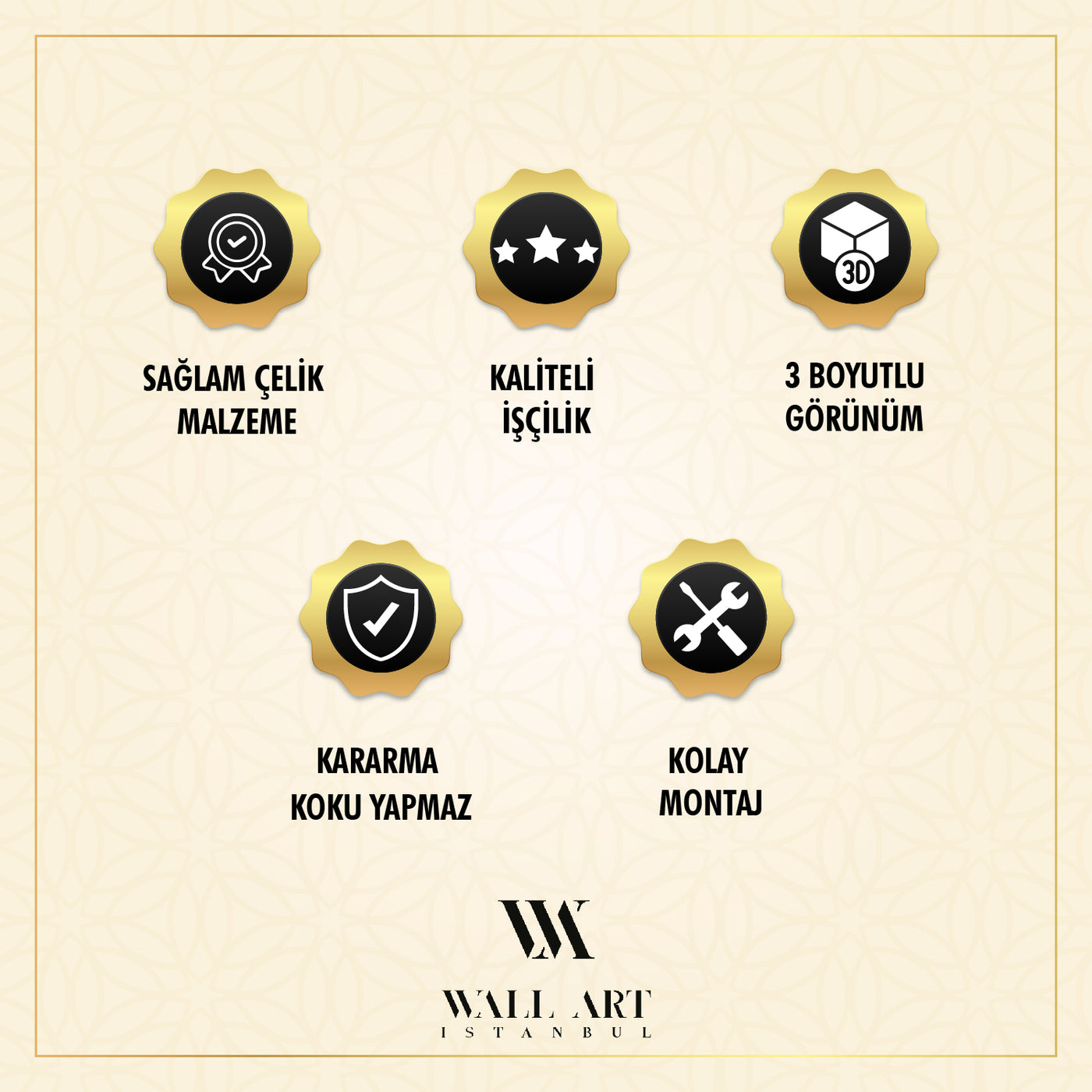 Drop Pattern Ayatul Kursi Metal Islamic Wall Art - WAM152