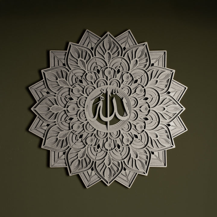 Allah Yazılı Ahşap Motifli İslami Tablo - WAAH004