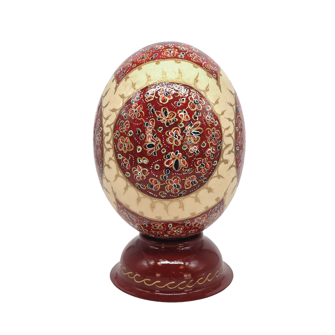 Madalyon Motif | El İşlemeli Deve Kuşu Yumurtası Obje - WAAH018