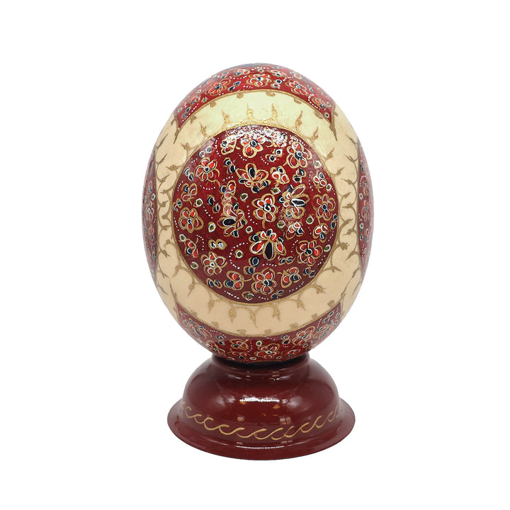Madalyon Motif | El İşlemeli Deve Kuşu Yumurtası Obje - WAAH018