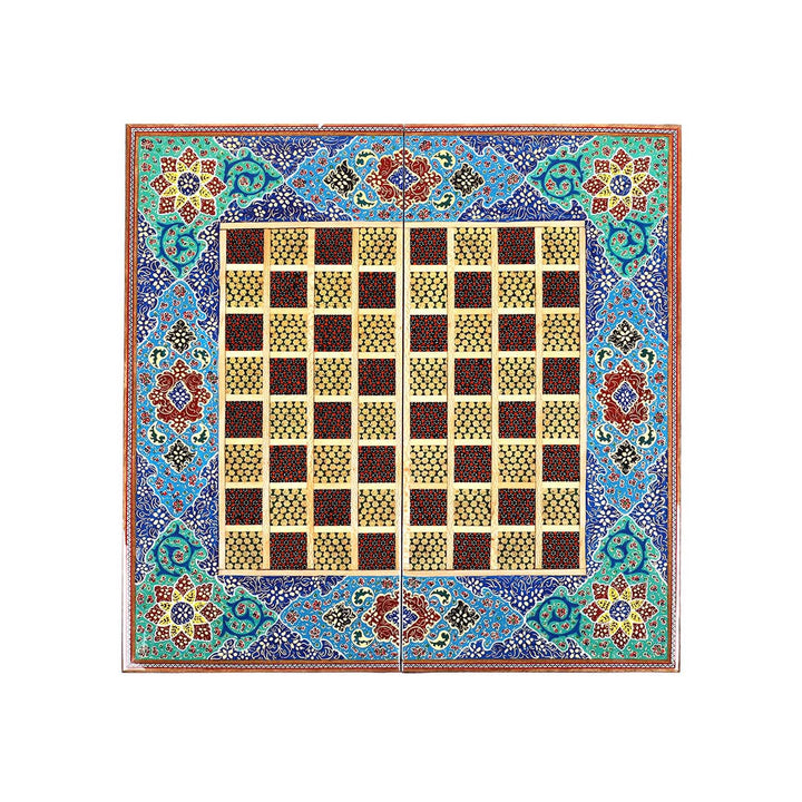 El Yapımı Hatem İşlemeli Ahşap Tavla Seti - WAAH144