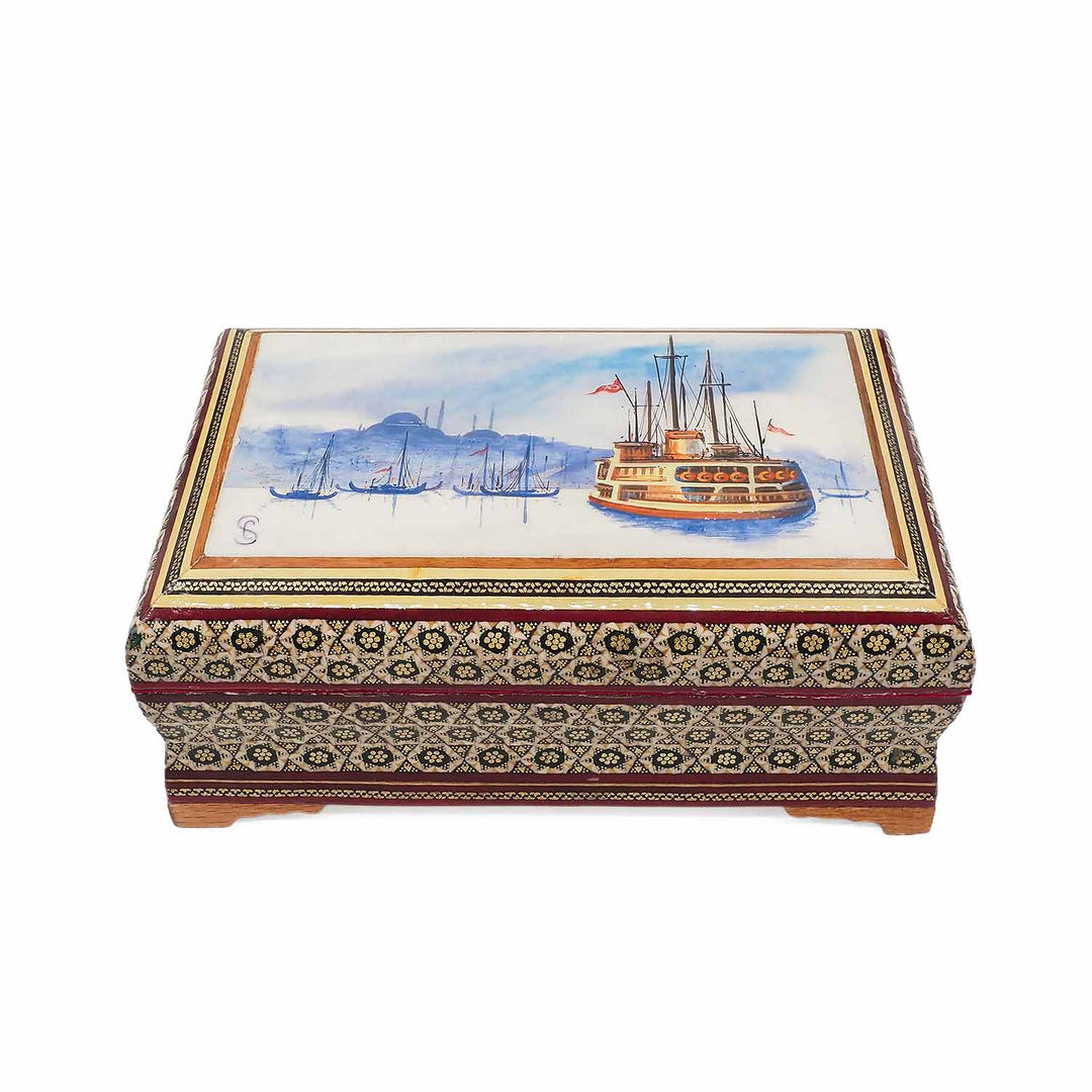El Yapımı Hatem İşlemeli Ahşap Dekoratif Kutu - WAAH259