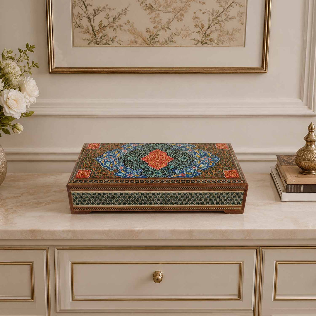 El Yapımı Hatem İşlemeli Ahşap Dekoratif Kutu - WAAH268