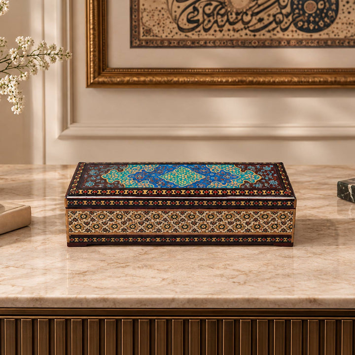 El Yapımı Hatem İşlemeli Ahşap Dekoratif Kutu - WAAH362
