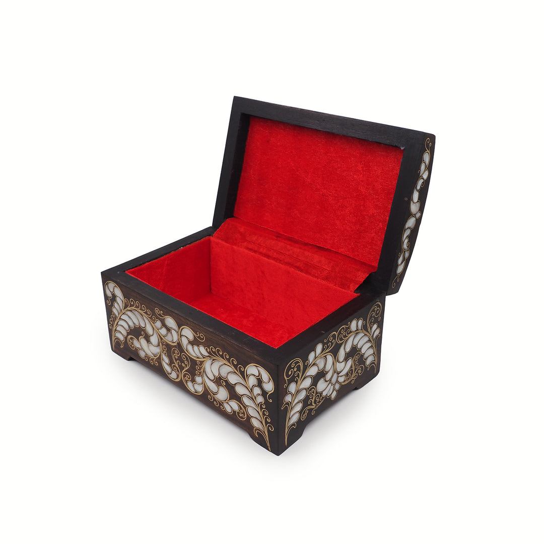 El Yapımı Sedef ve Bakır Tel İşlemeli Ahşap Dekoratif Kutu - WAAH376