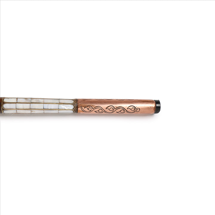 El Yapımı Sedef ve Bakır Tel İşlemeli Ahşap Baston - WAAH495