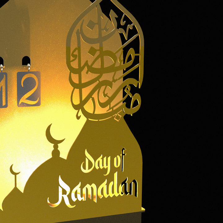 "Day of Ramadan" Yazılı Metal Masaüstü Ramazan Takvimi ve Mumluk - WAMH185