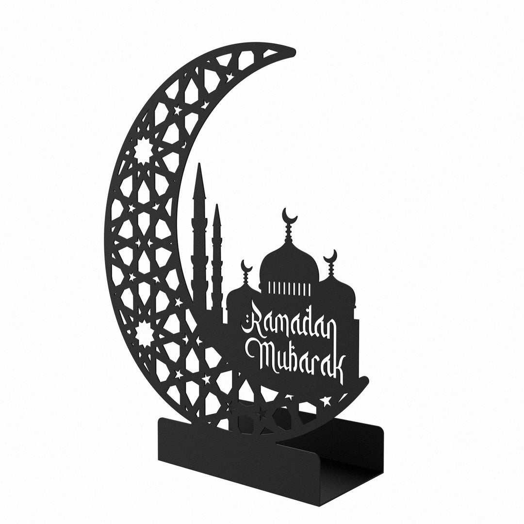 Ramadan Mubarak Yazılı Metal Masaüstü Ramazan Mumluğu - WAMH191
