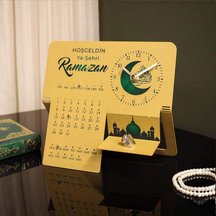 Hoşgeldin Ya Şehri Ramazan Yazılı Metal Ramazan Takvimi ve Saat - WAMH216