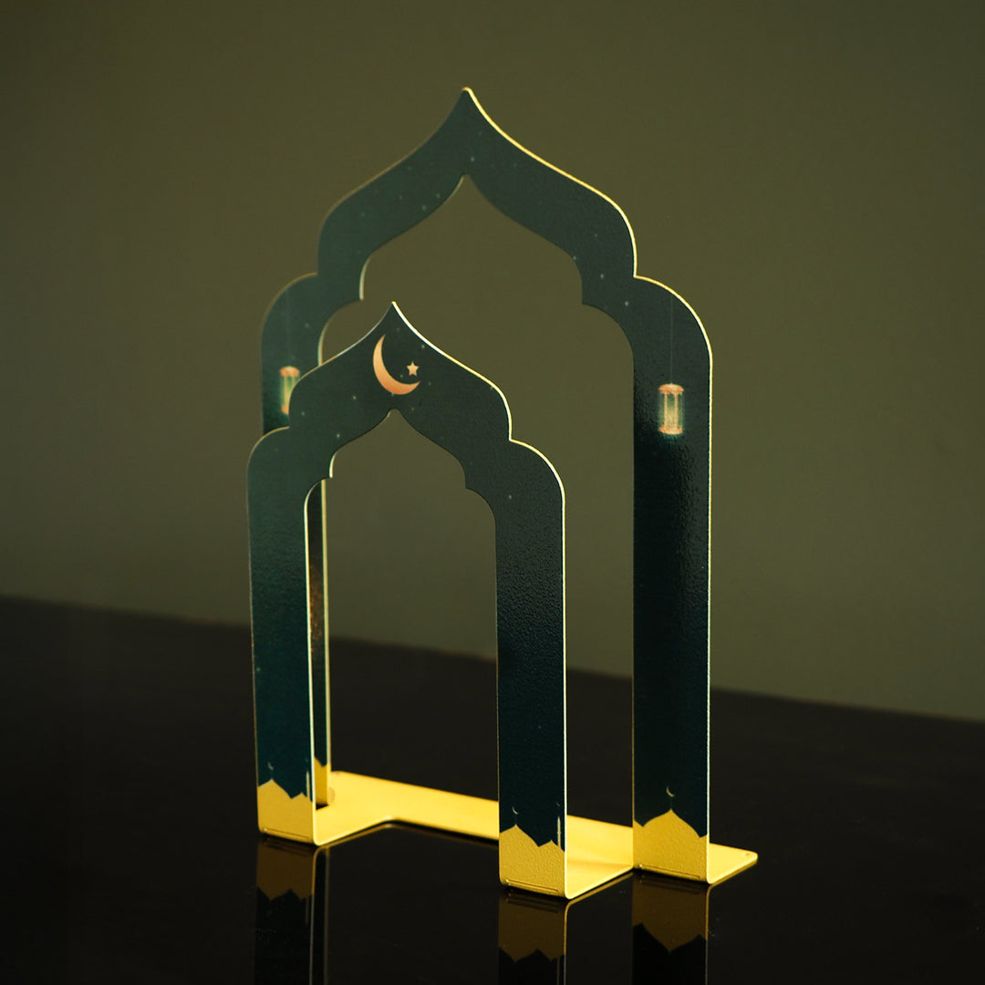 Mübarek Ramazan Yazılı Metal Masaüstü Mumluk ve Kuran Tutucu - WAMH221