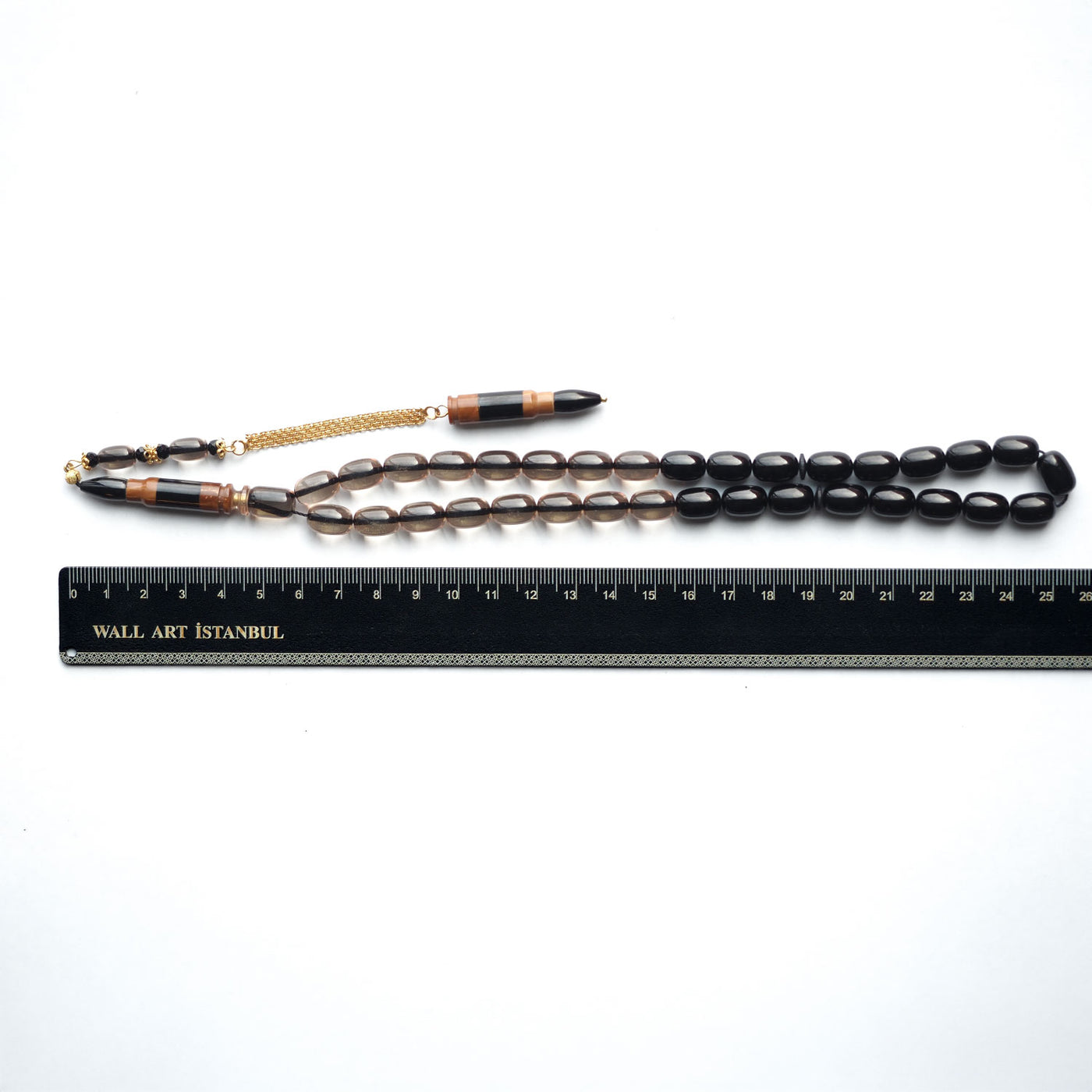 Usta İşçilikli Sıkma Kehribar Kuka Kombinli Gümüş Püsküllü Tesbih  - WATD154