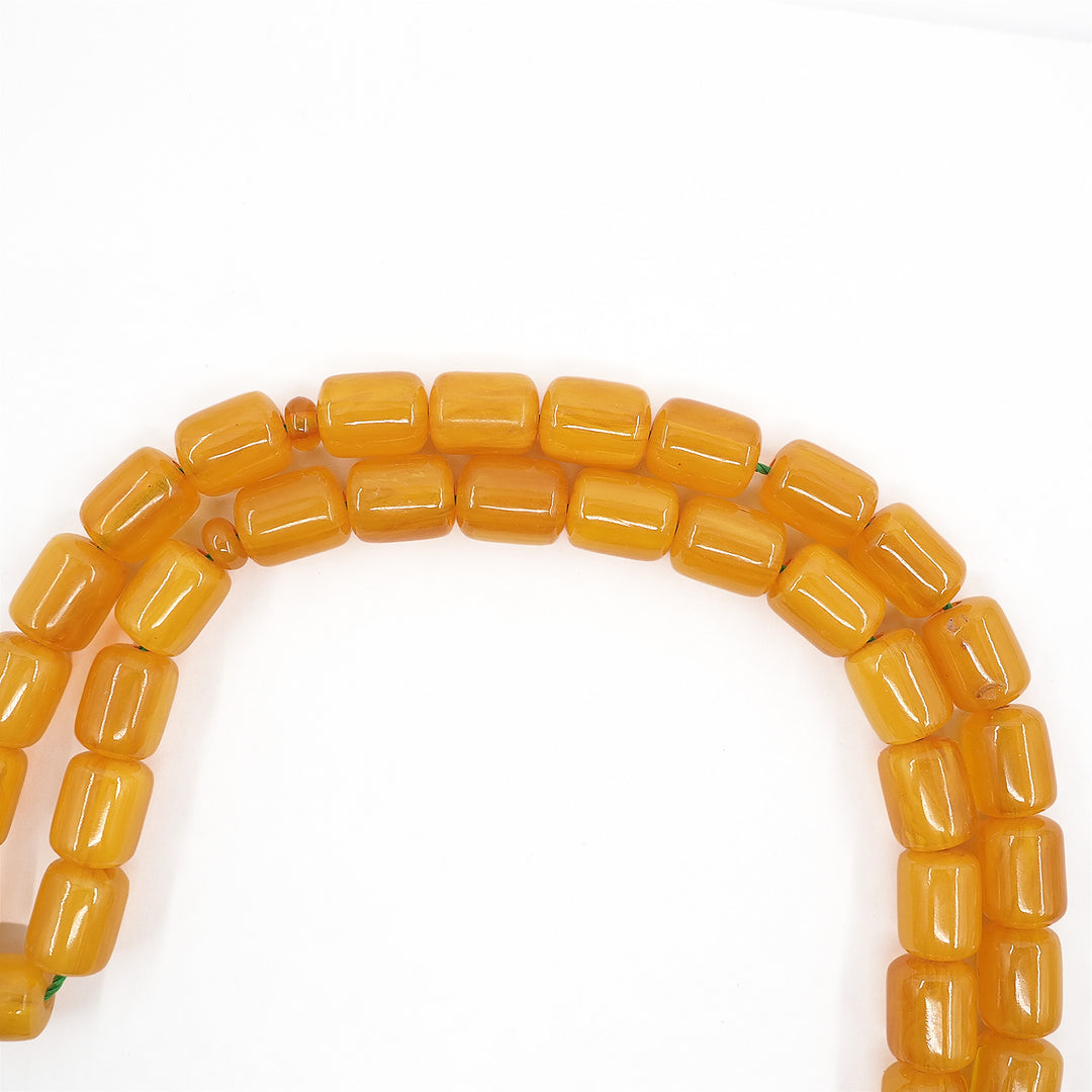 Kapsül Kesim Sarı Sıkma Kehribar Tesbih – Çok Renk Püsküllü - WATD353