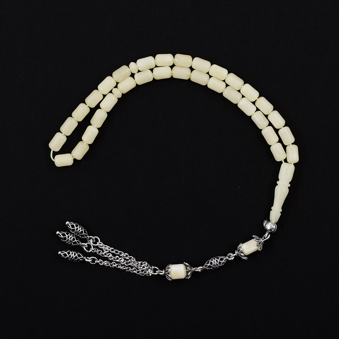 Gümüş Püsküllü Damla Kehribar Tesbih (Mini Boy) - WATD683