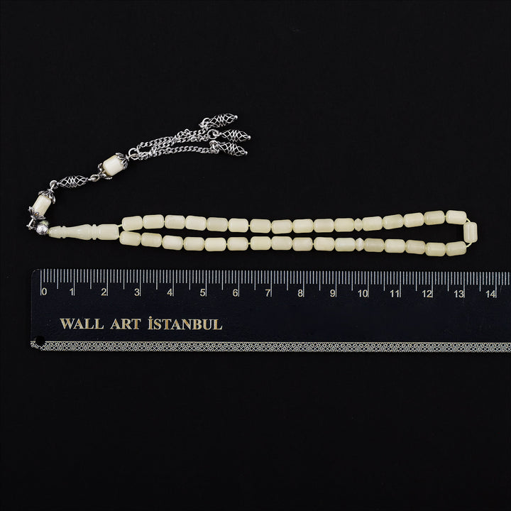 Gümüş Püsküllü Damla Kehribar Tesbih (Mini Boy) - WATD683