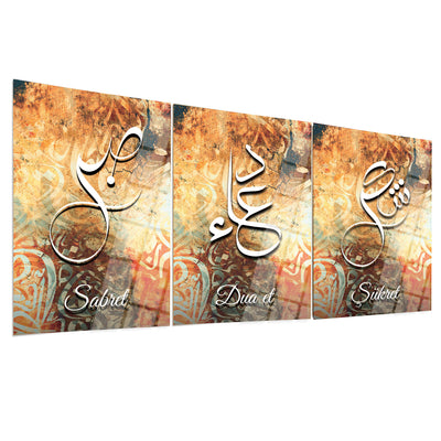 Sabr, Shukr, Dua Written Glass Islamic Wall Art  - WTC053