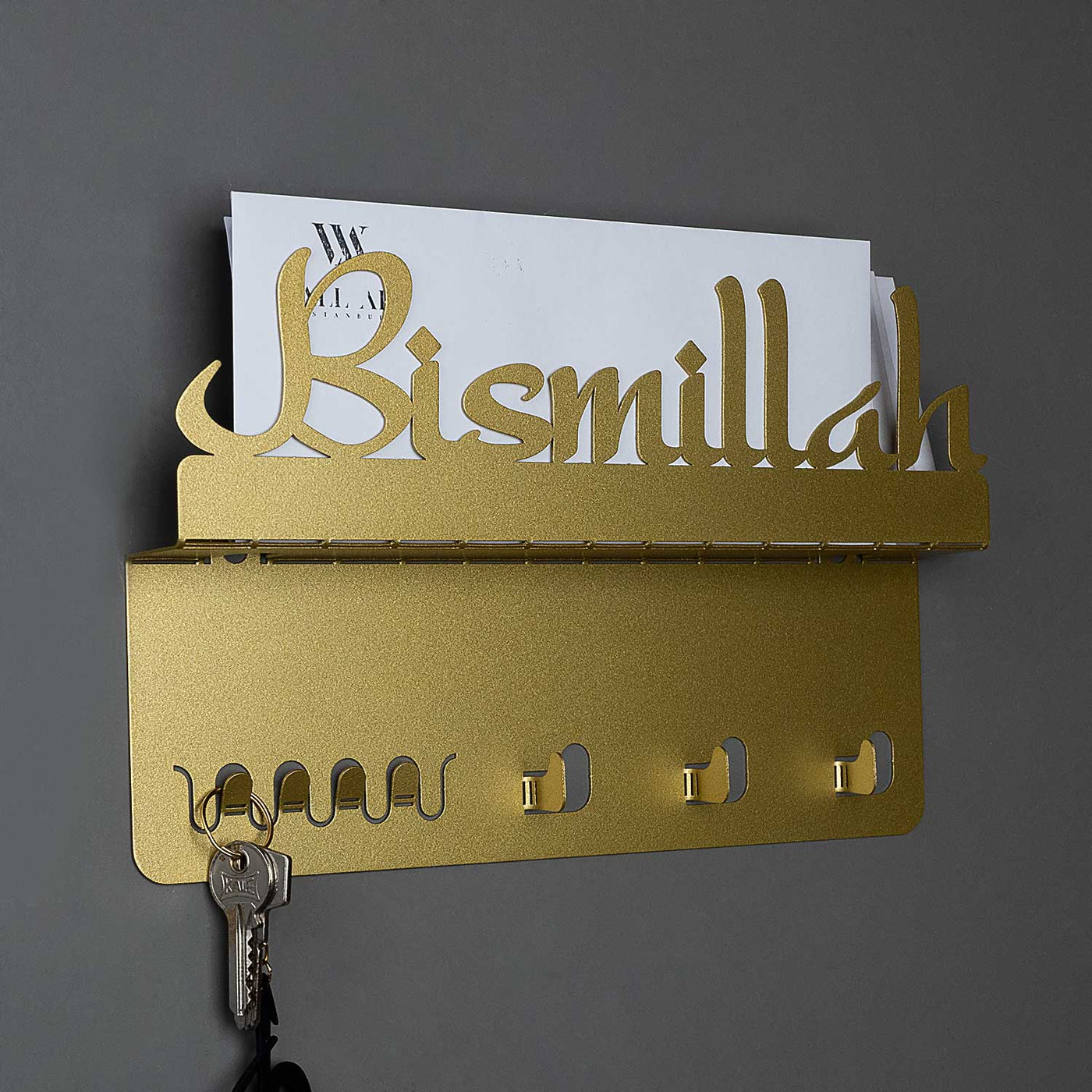 Bismillah Yazılı Metal Duvar Anahtarlığı - WAMH026