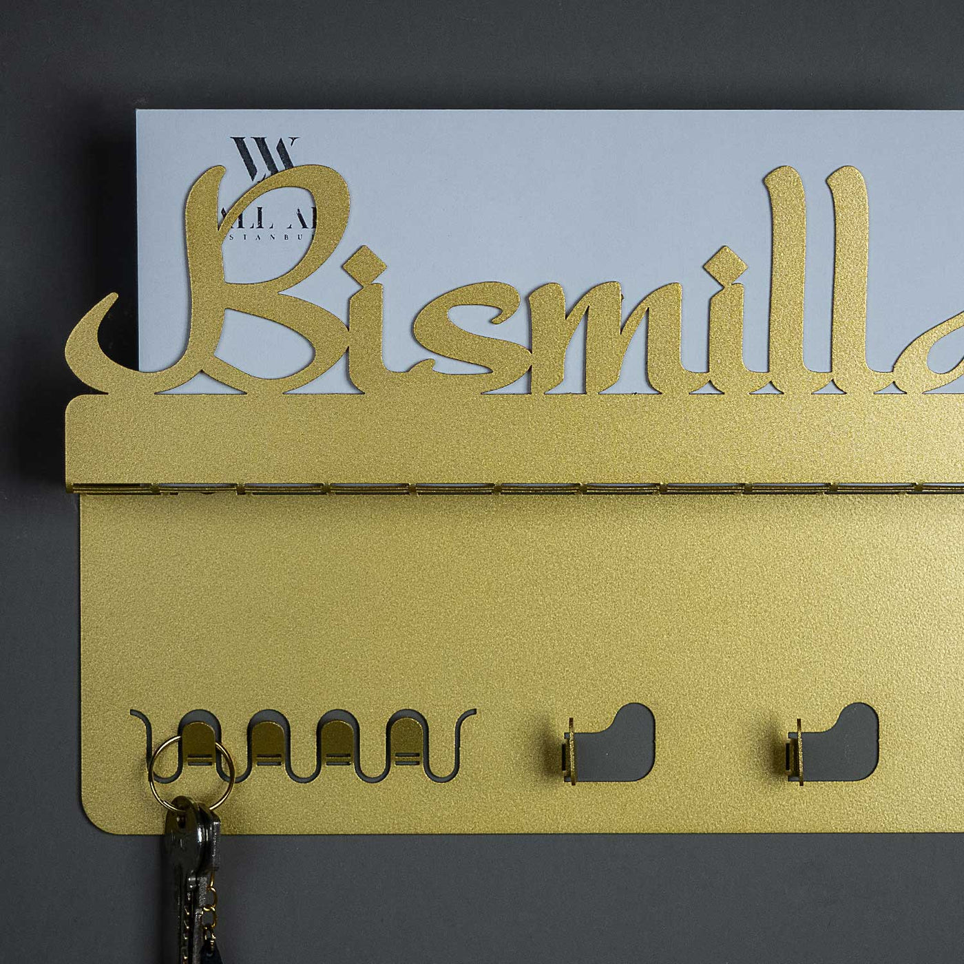 Bismillah Yazılı Metal Duvar Anahtarlığı - WAMH026