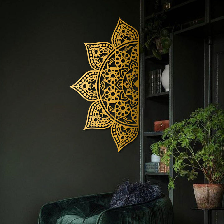 İslami Desenli Metal Mandala Duvar Tablosu (4 Yöne Asılabilir) - WAM163