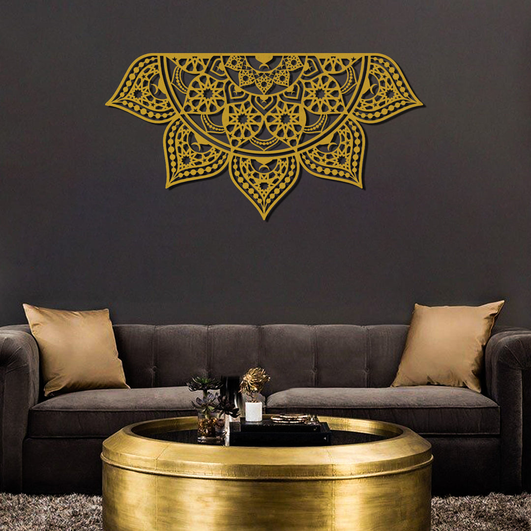 İslami Desenli Metal Mandala Duvar Tablosu (4 Yöne Asılabilir) - WAM163