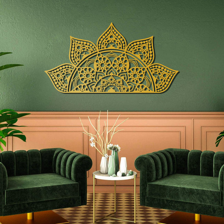 İslami Desenli Metal Mandala Duvar Tablosu (4 Yöne Asılabilir) - WAM163
