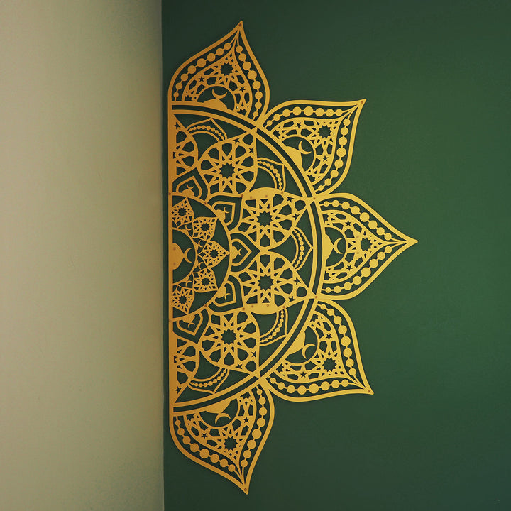 İslami Desenli Metal Mandala Duvar Tablosu (4 Yöne Asılabilir) - WAM163