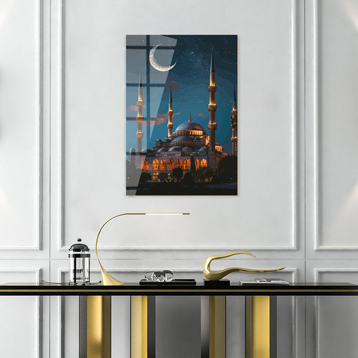 Ay Işığında Sultanahmet Camii Cam Tablo - WTC060