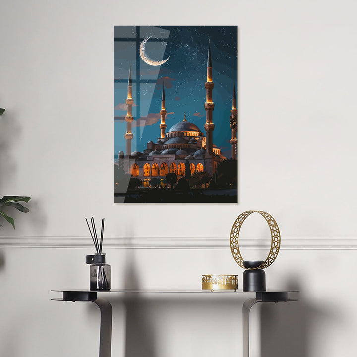 Ay Işığında Sultanahmet Camii Cam Tablo - WTC060