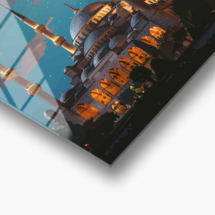 Ay Işığında Sultanahmet Camii Cam Tablo - WTC060