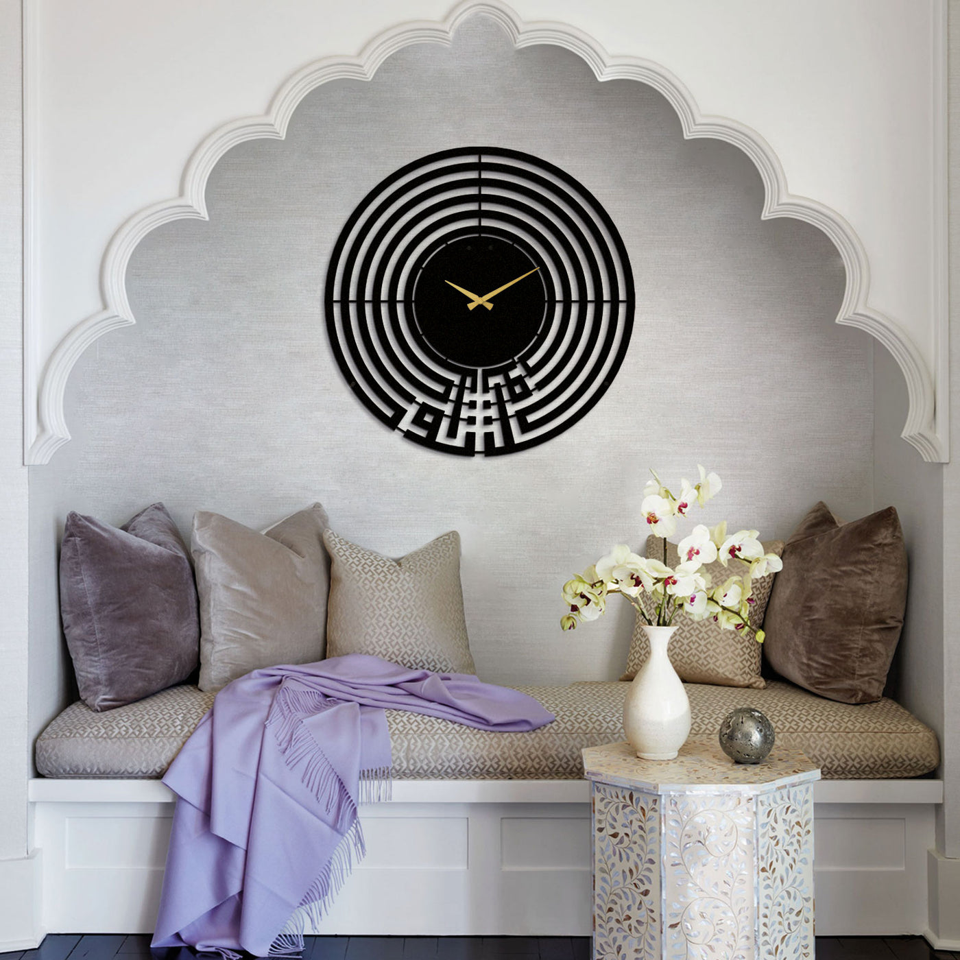 Tawakkul Kufic Metal Islamic Wall Clock - WAMS004