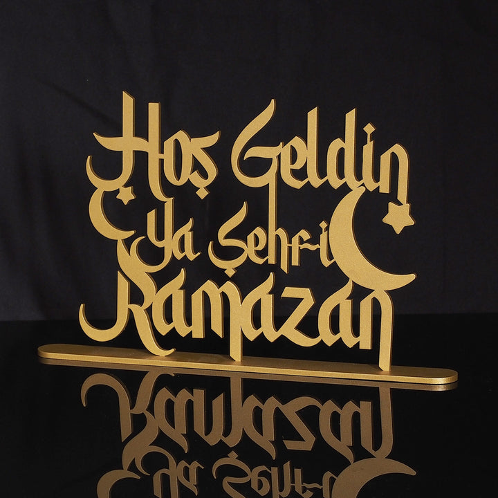 Hoş Geldin Ya Şehri Ramazan Yazılı Metal Masaüstü Dekor - WAMH129