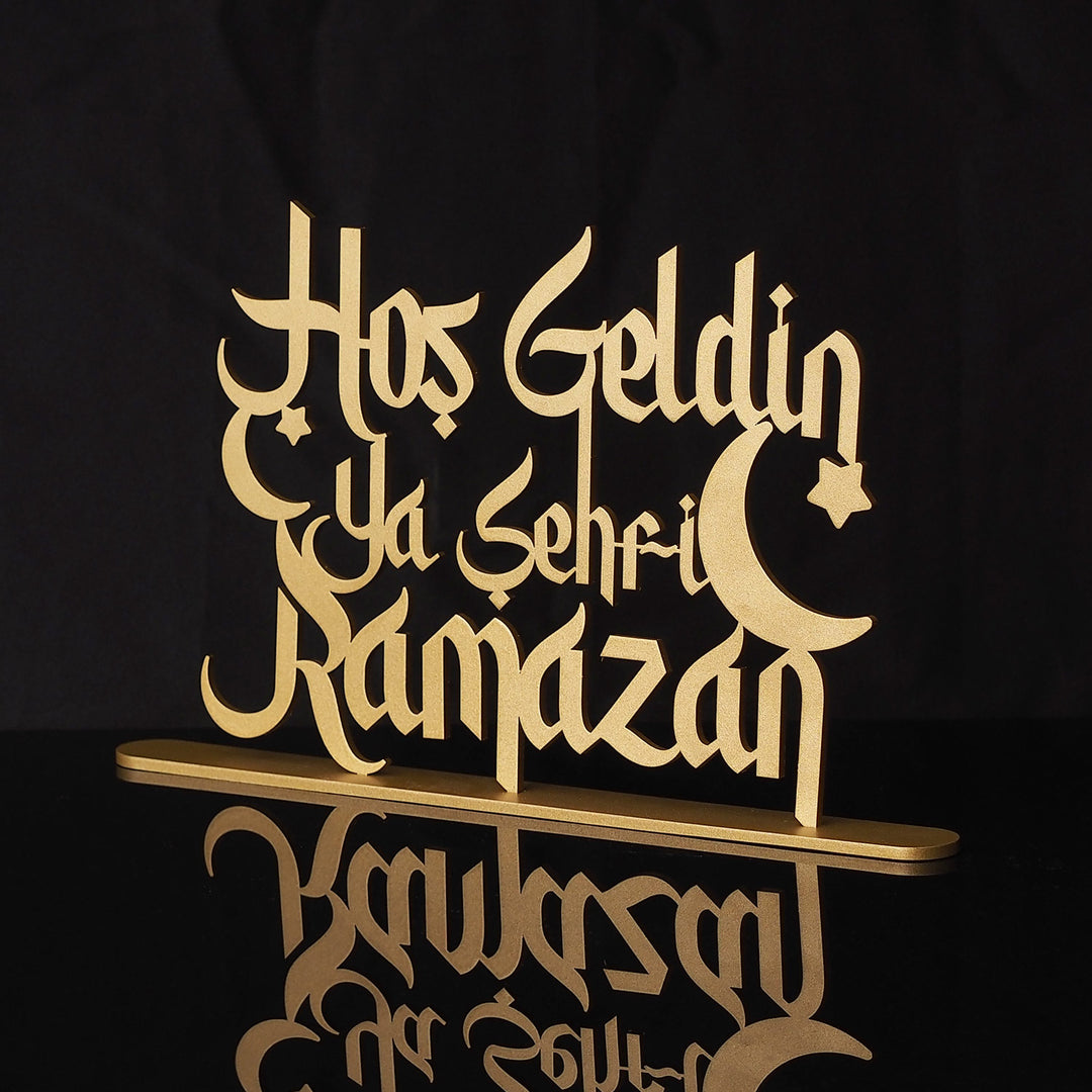 Hoş Geldin Ya Şehri Ramazan Yazılı Metal Masaüstü Dekor - WAMH129