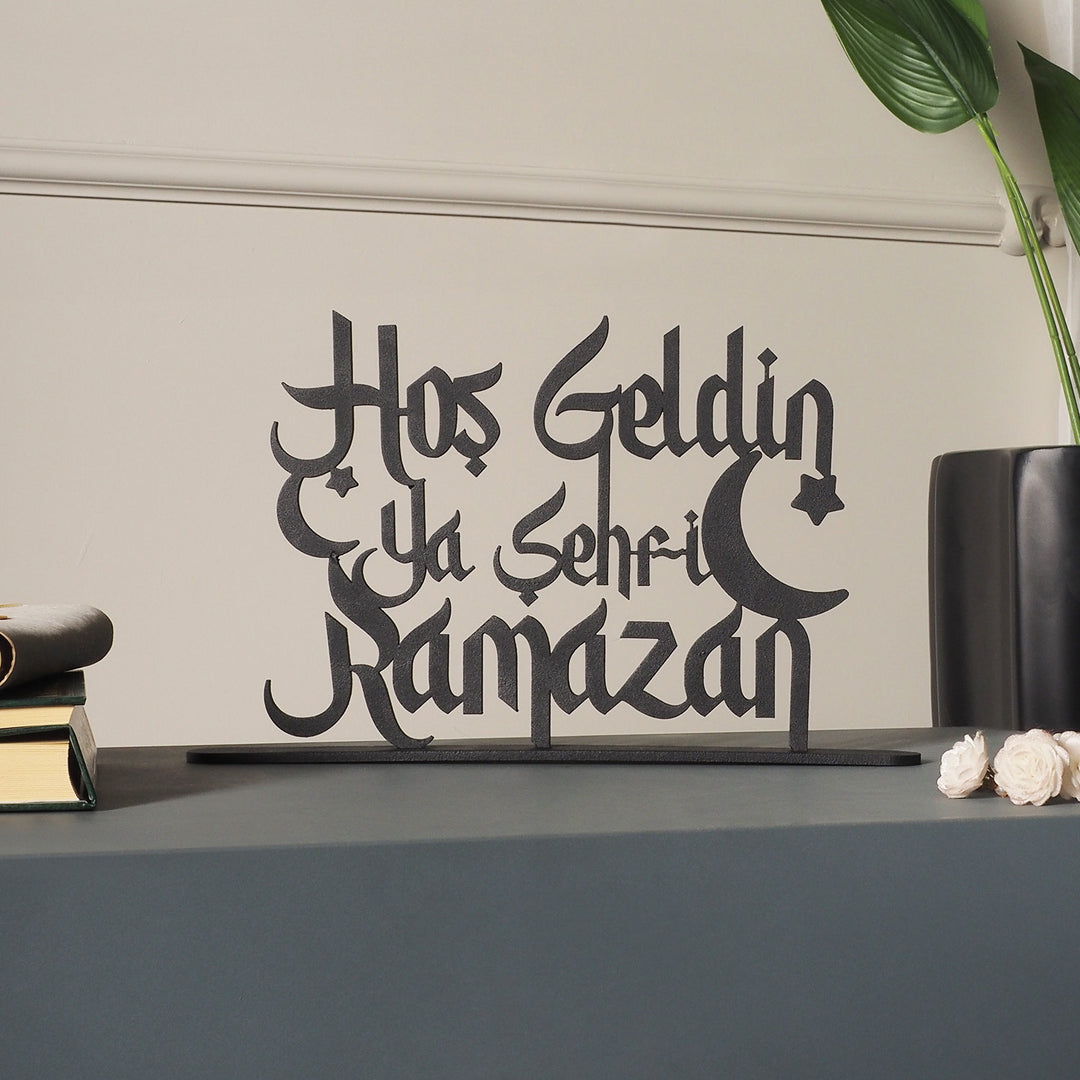 Hoş Geldin Ya Şehri Ramazan Yazılı Metal Masaüstü Dekor - WAMH129