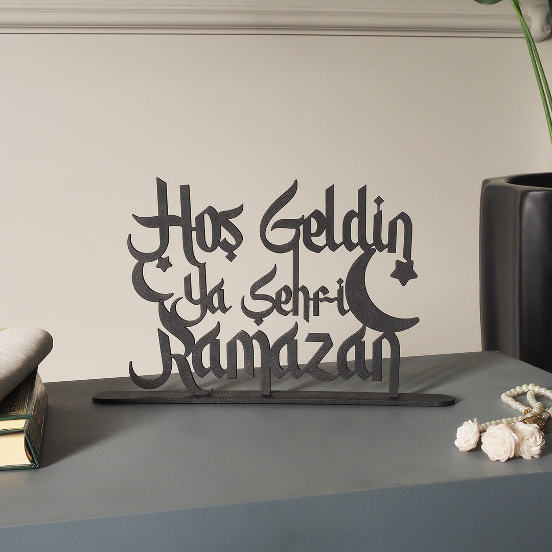 Hoş Geldin Ya Şehri Ramazan Yazılı Metal Masaüstü Dekor - WAMH129