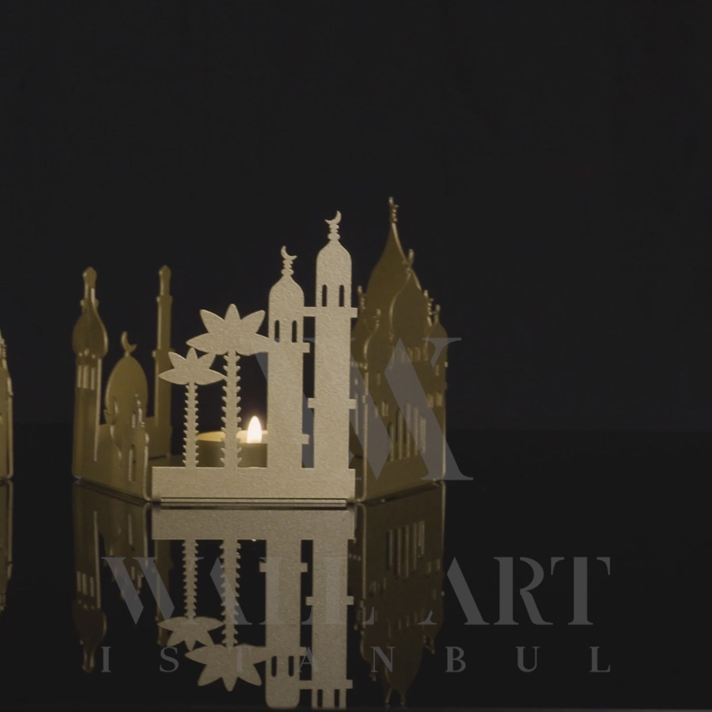 Cami Desenli 2'li Metal Mumluk Seti - Ramazan Süslemeleri
