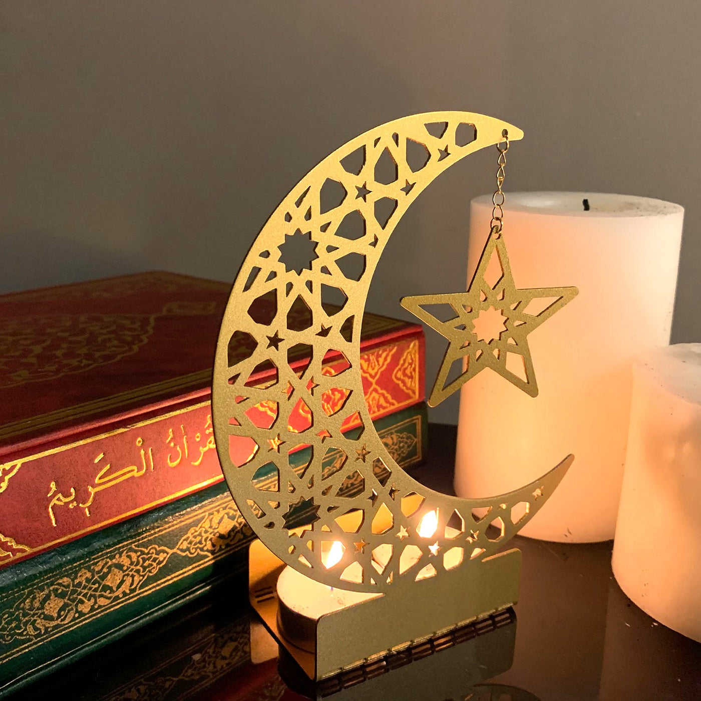 Hilal ve Yıldız Metal Mumluk - Ramazan Süslemeleri 