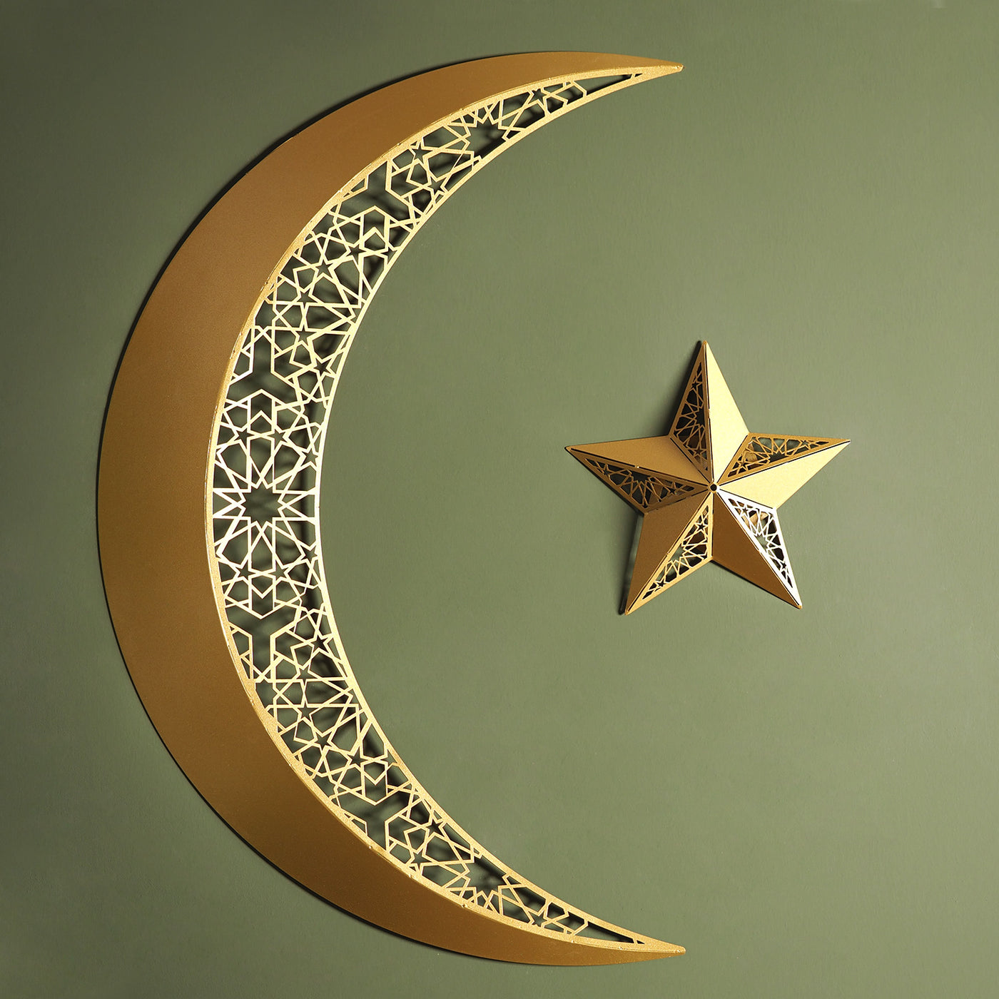Hilal ve Yıldız Metal Duvar Tablosu - Ramazan Süslemeleri