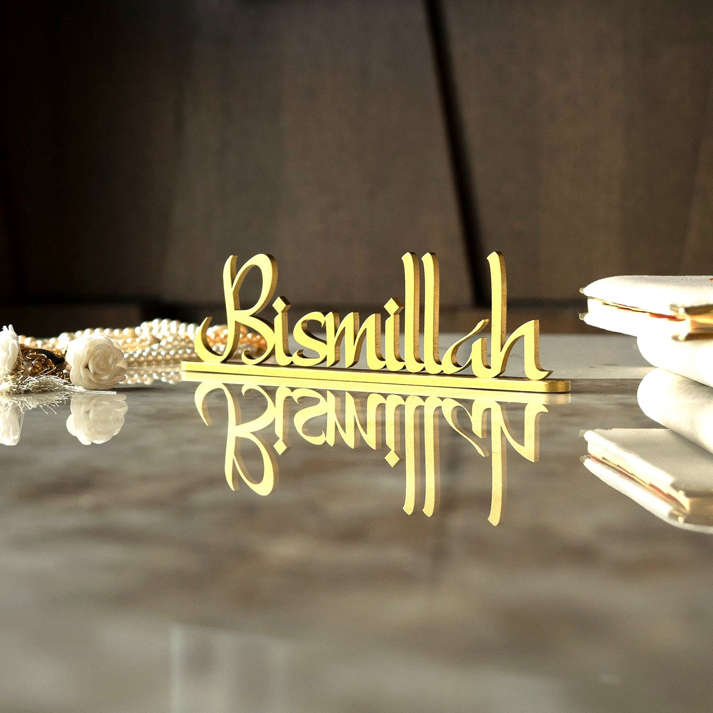 Bismillah Yazılı Metal Masaüstü Dekor - Ramazan Süslemeleri