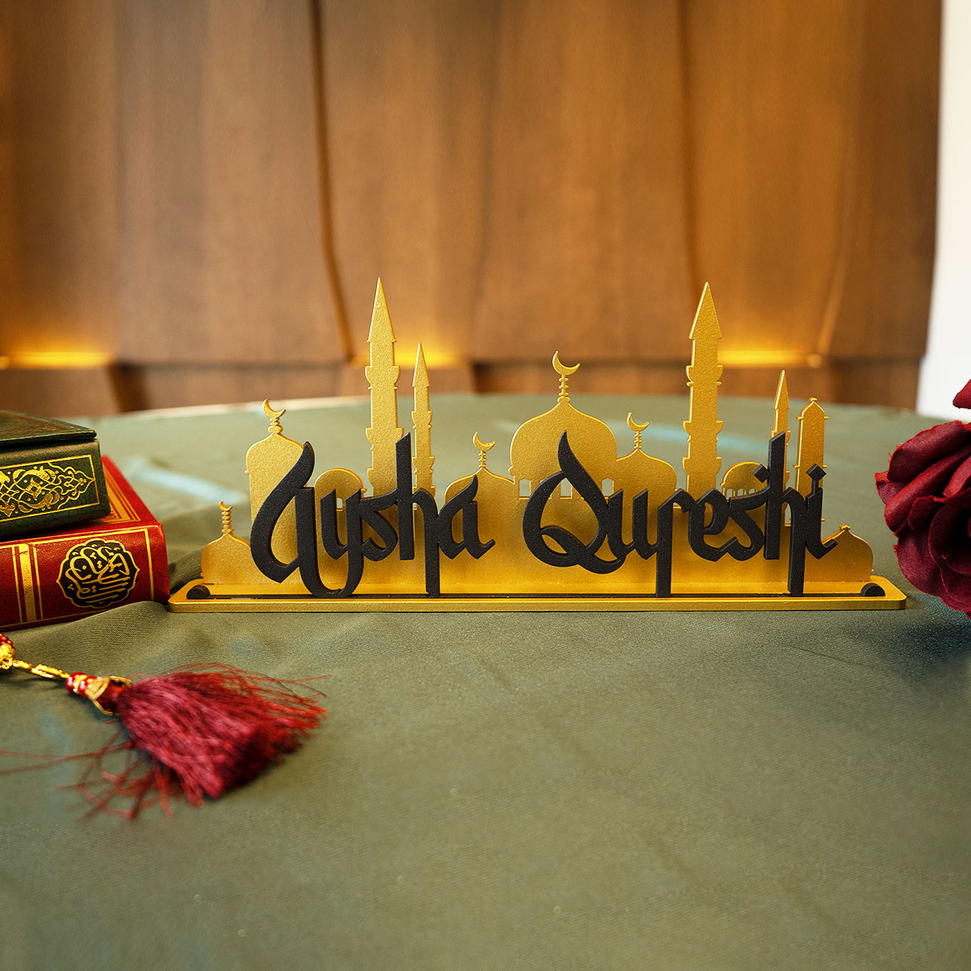 Kişiye Özel Cami Motifli Metal Masaüstü Dekor - Ramazan Süslemeleri