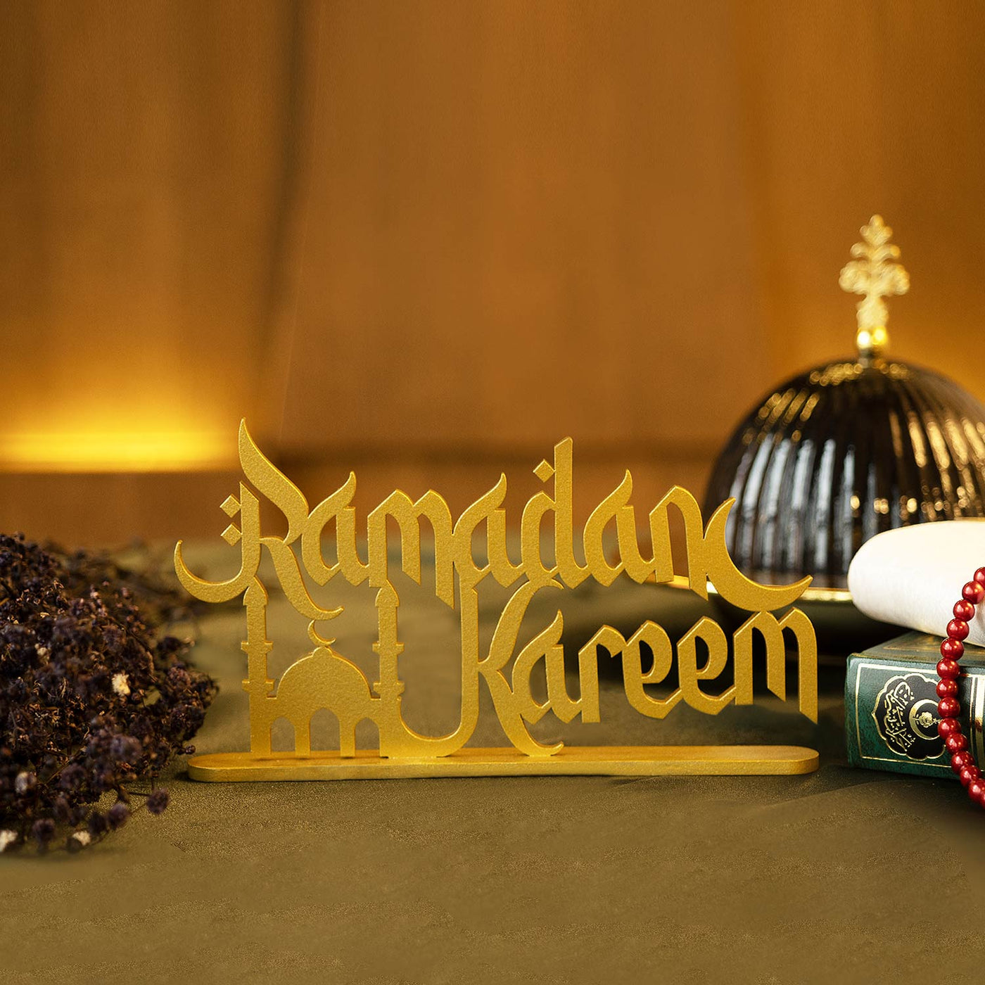 Ramadan Decoration Set of 3 - Metal Ramadan Mubarak, Ramadan Kareem & Eid Mubarak Decor - WAMH121